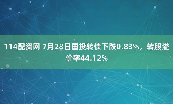 114配资网 7月28日国投转债下跌0.83%，转股溢价率44.12%